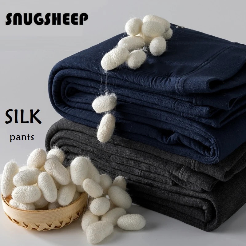 100% silk 5 layer warm winter thermal pants men women underwear mens leggings trousers leggins fleece leginsy 241111