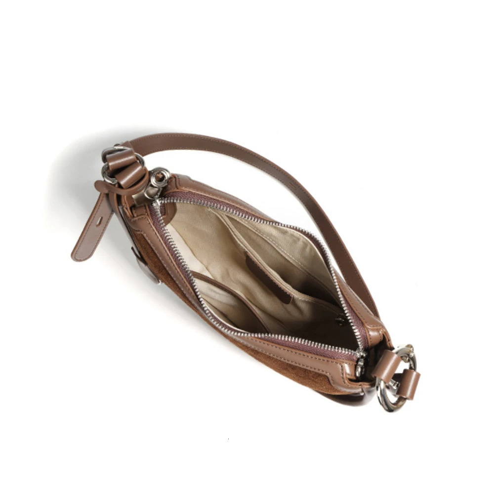 Half Moon Bags Women Designer Handbags Suede Cowhide Patchwork Shoulder Crossbody Retro Underarm Bag For Fall Winter Genuine Leather Hasp BagVoyage