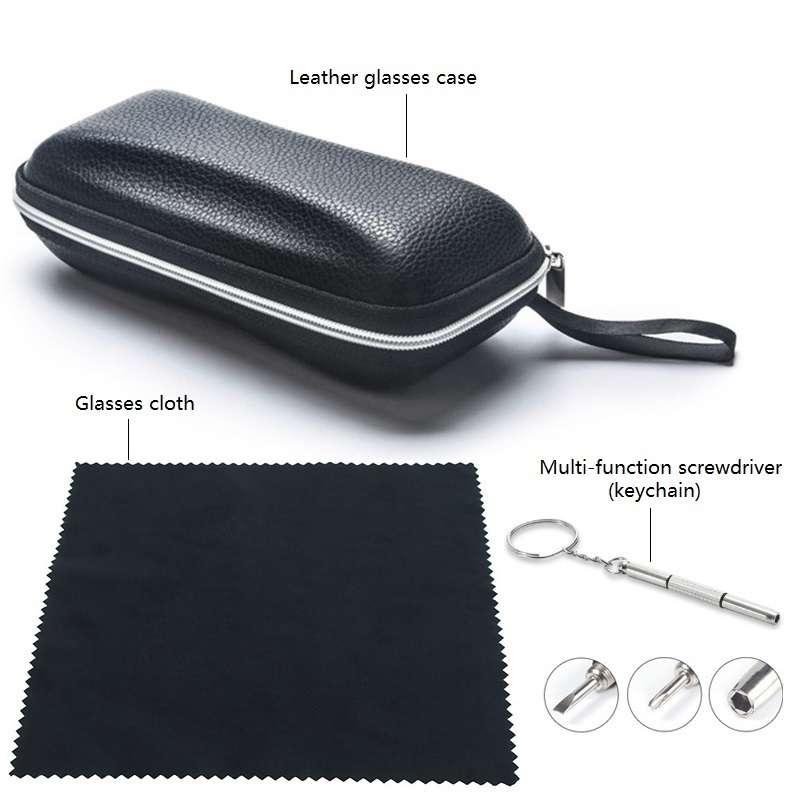 Luxury Leather Glasses Case Portable Sunglasses Reading Glasses Carry Bag Zipper Box Protective Case Cover Eyewear Accessories
