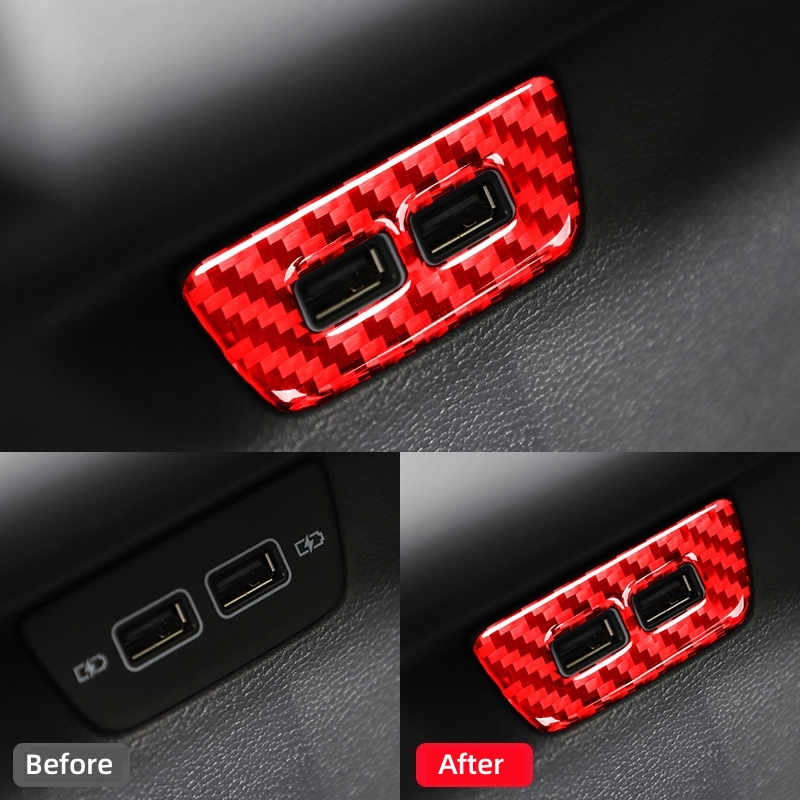 For Volkswagen Golf 8 MK8 2020 2021 Auto Rear USB Charging Port Decoration Frame Stickers Carbon Fiber Car Interior Accessories
