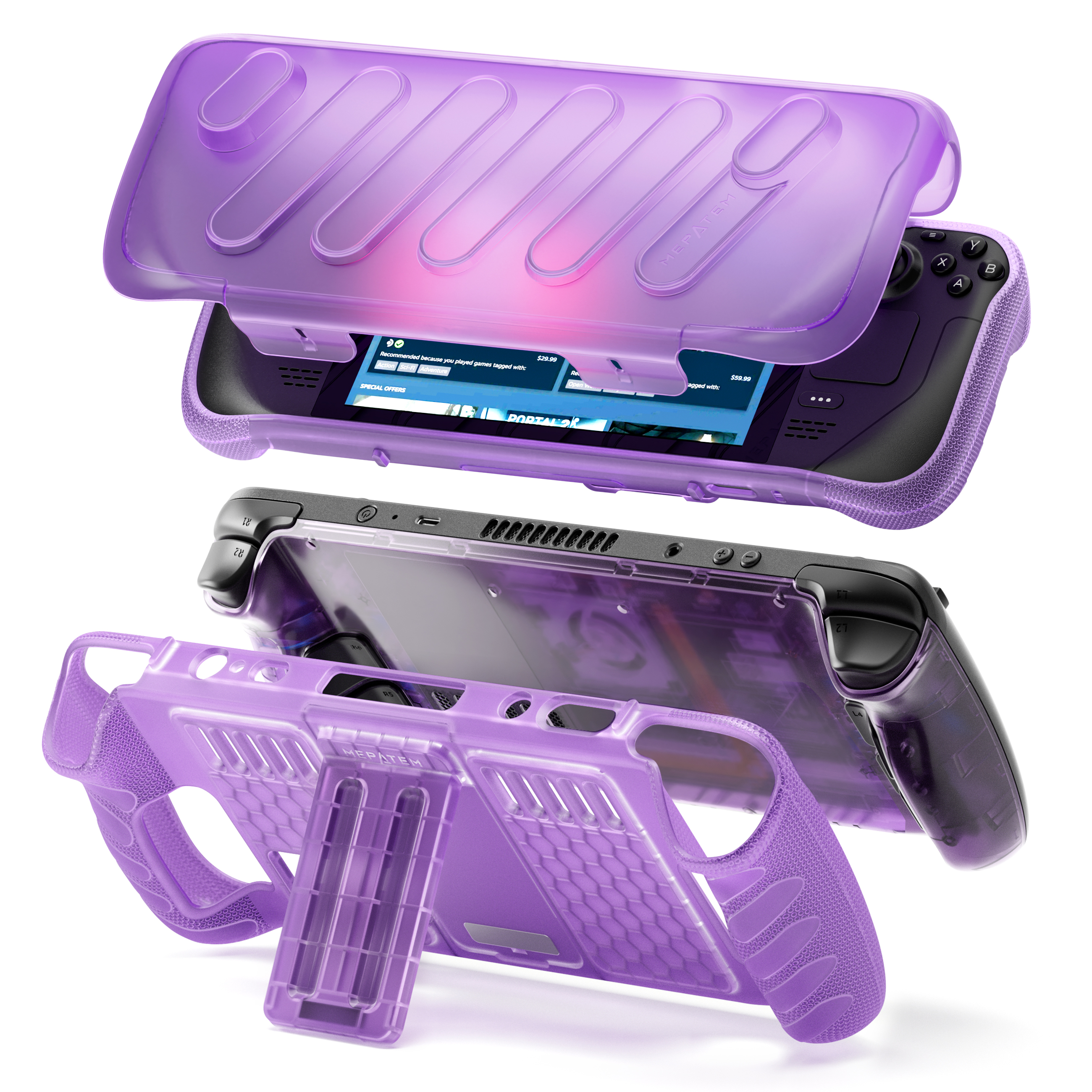 3 in 1 Protective Case for Steam Deck with Kickstand,TPU Modcase with Kickstand and Front Cover for Valve Steam Deck Accessories