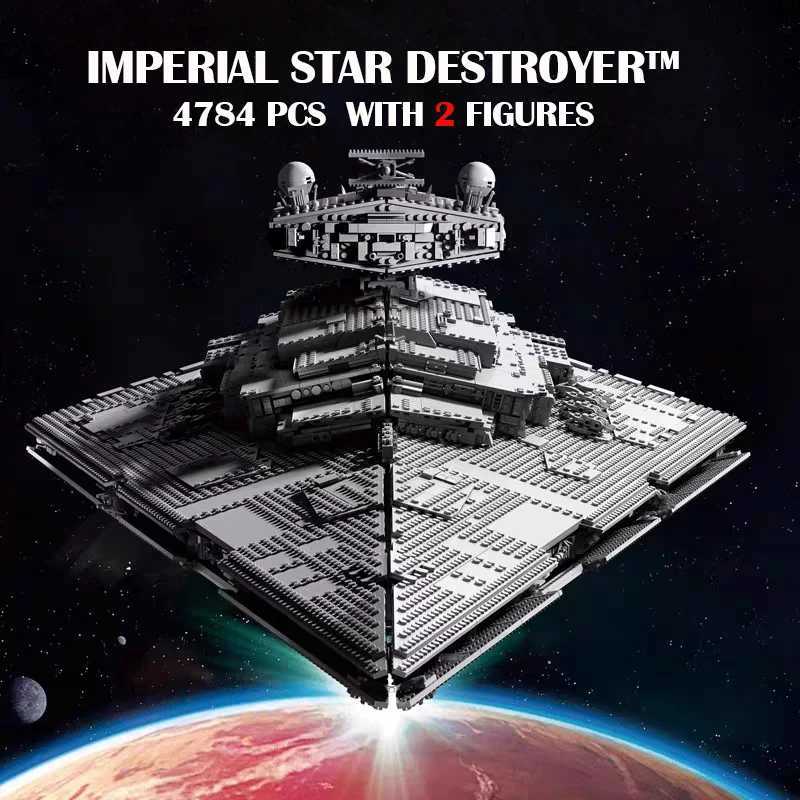 Blocks Blocks Blocks UCS Imperial Destroyer Moc 75252 displays super sized building block toys ultimate spaceship Christmas gift H241111 Y240208