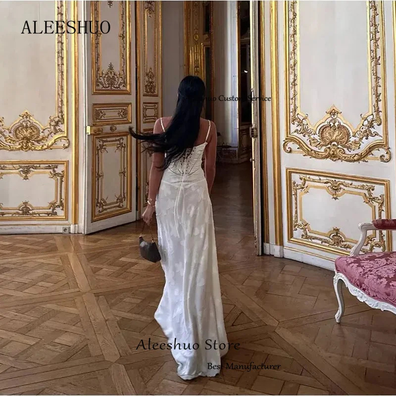 Aleeshuo Sweet Straight Evening Dress Spaghetti Strap Formal Women Strapless Prom Party Gowns Backless Lace Up Occasion 240401