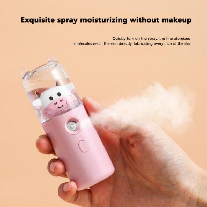 1Pc Cute USB Nano Mist Sprayer Facial Steamer Rechargeable Humidifier Face Moisturizing Nebulizer Mini Beauty Skin Care Tools