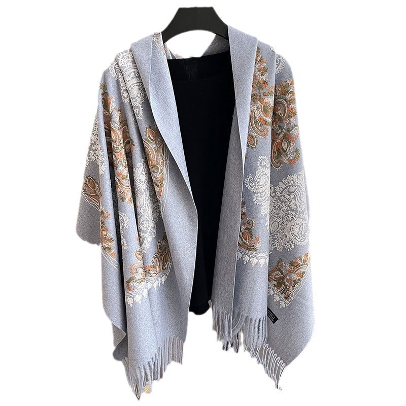 High quality fashion design,Women's autumn and winter tassel thickened ethnic style travel shawl