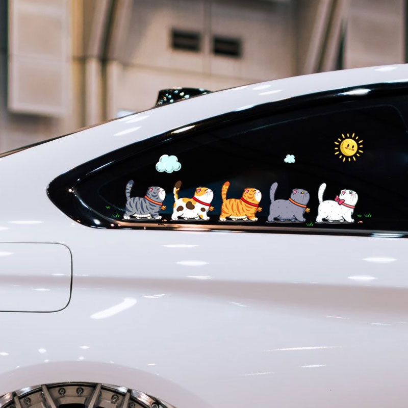 5Pcs/Set Climbing Cats Car Sticker Funny Animal Styling Waterproof Stickers Car Body Home Window Creative Decals Decoration