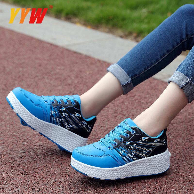 Children Junior Roller Skate Shoes Kids Pink Sneakers With Two 2021 Boys Girls Wheels Shoes Adult Casual Boys Shoes Eur 31-42