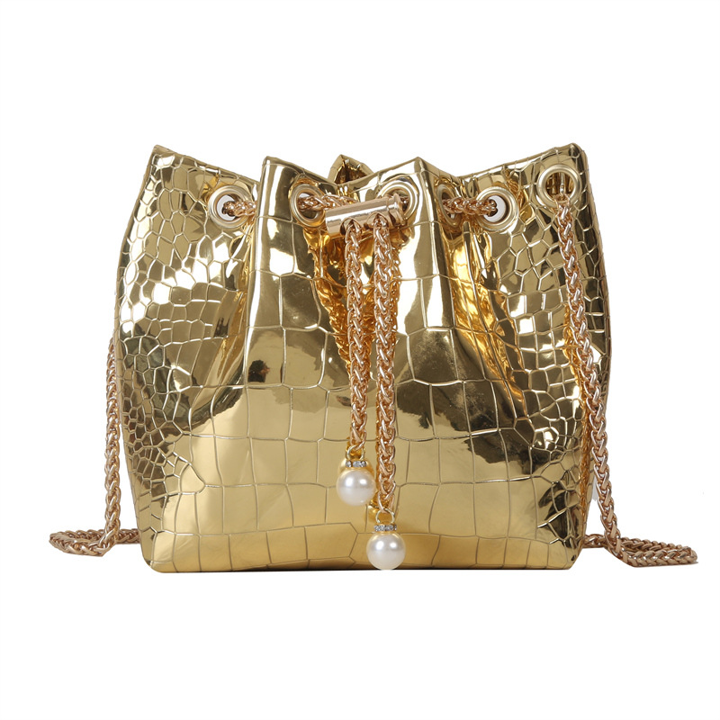 2023 Trend Sequin Women Shoulder Bag Chain Crossbody Bucket Handbag Tote Female Messenger Bags for Women Ladies Designer Bag