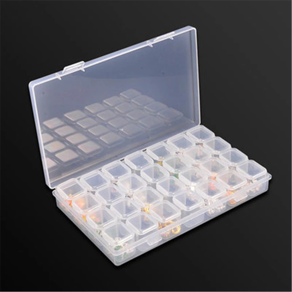 28 Slots Plastic Storage Box Diamond Painting Kits Nail Art Rhinestone Tools Beads Storage Boxes Case Organizer Holder Sale