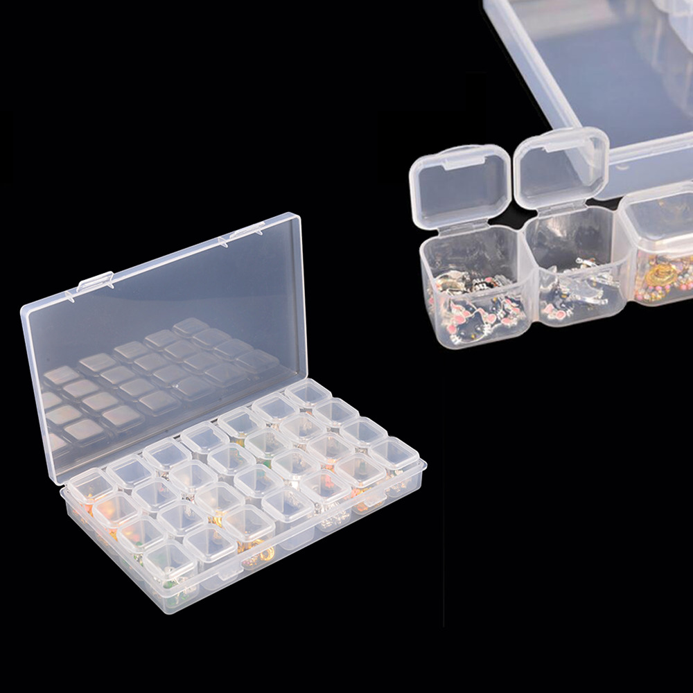 28 Slots Plastic Storage Box Diamond Painting Kits Nail Art Rhinestone Tools Beads Storage Boxes Case Organizer Holder Sale
