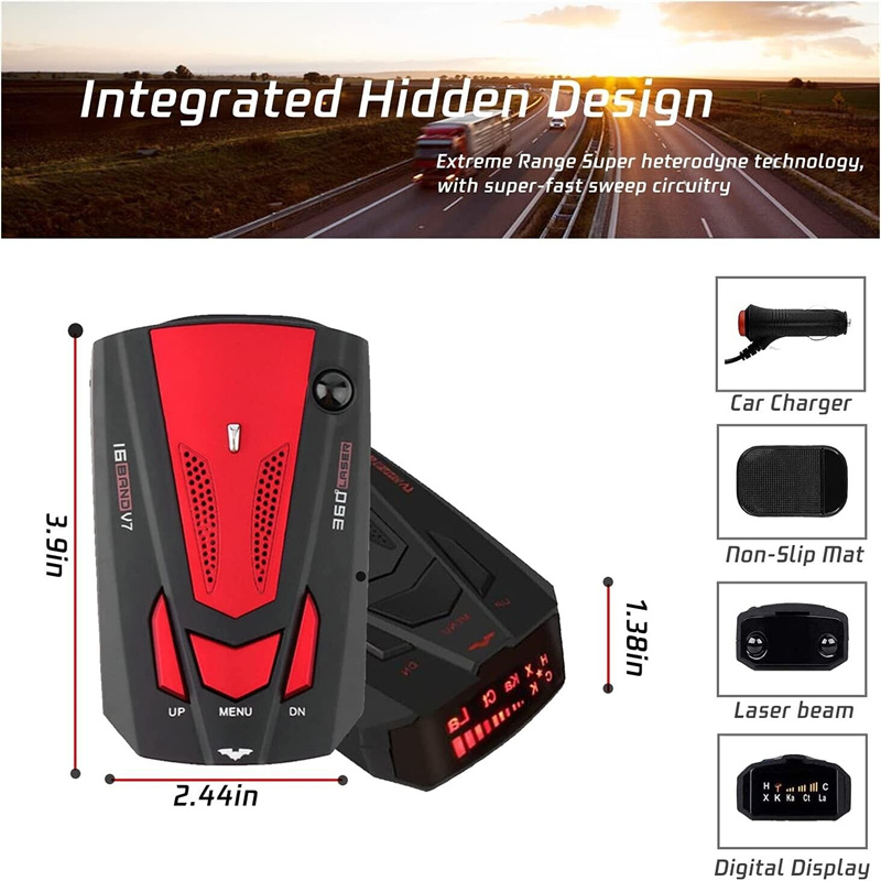 Radar Detector for Cars Radar Detector for Cars with Voice Prompt Speed Vehicle Speed Alarm System 12v Electronic Dog Detector