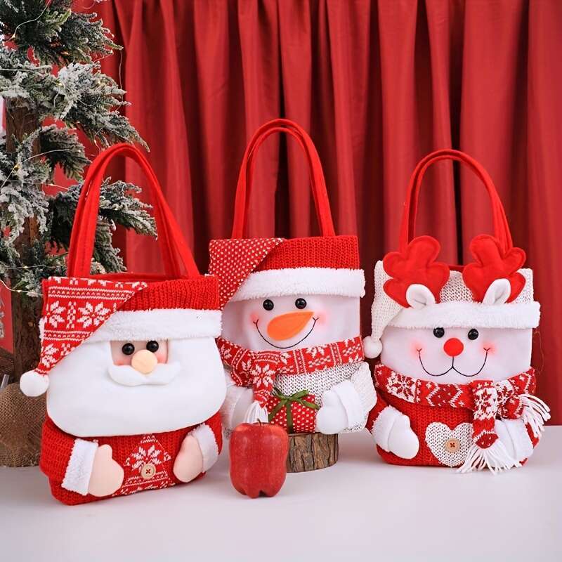 Christmas Set 3 Exquisitely Designed Themed Handbags Full Of Romantic Christmas Scenes, Warm Choice Family Friends, A Fashionable And Unique Must Have
