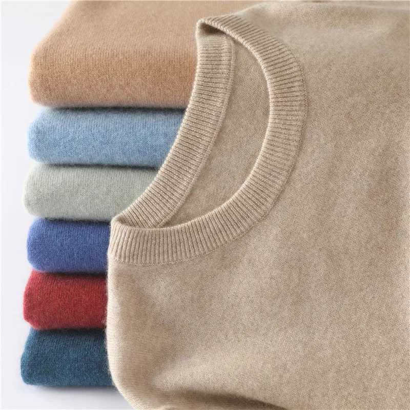 High Quality Wool sweater mens autumn and winter mink cashmere sweater solid color R-grain knitted skydiving oversized loose casual base T241111