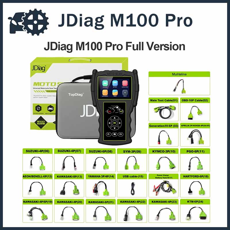 JDiag M100 Pro Motorcycle Diagnostic Tool OBD2 Scanner Fault Diagnostic Tool For KT-M/Hond-a/Yamah-a/Kawasa-ki jdiag m100