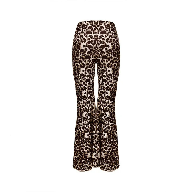 Sexy Leopard Print Flare Leggings Pants High Waist Korea Style Women Fashion Bodycon Trousers Club Slim Y2k Gothic 241108