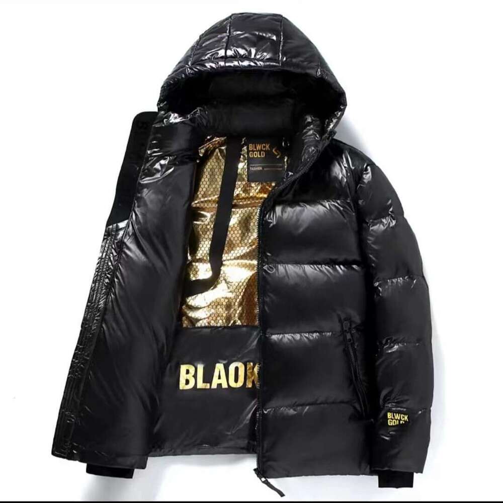 Down 2024 Winter New Business Casual Hooded Men's Black Gold Warm Trendy Jacket Women