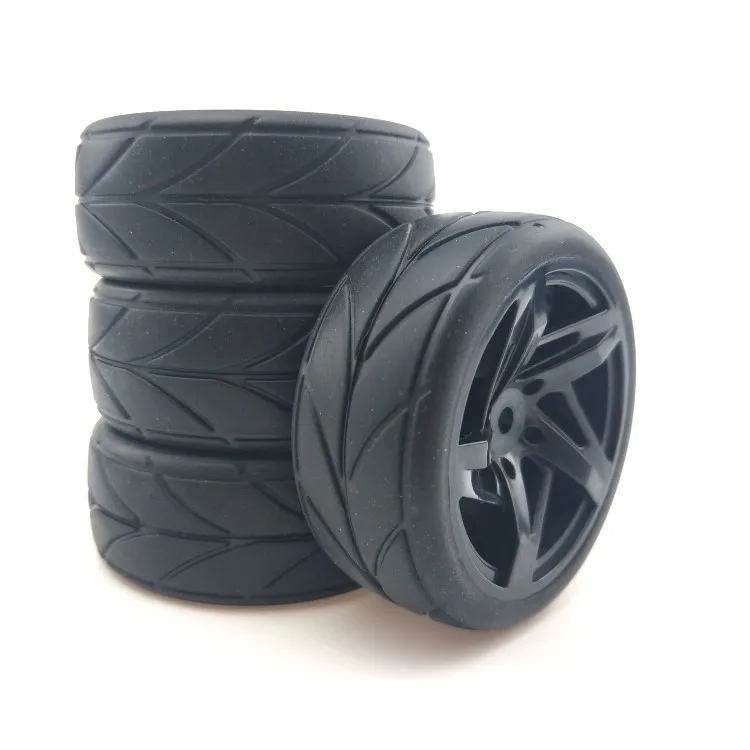 4Pcs RC 6030-6081 Rubber Tires & Plastic Wheel For HSP HPI 1:10 On-Road Car Racing