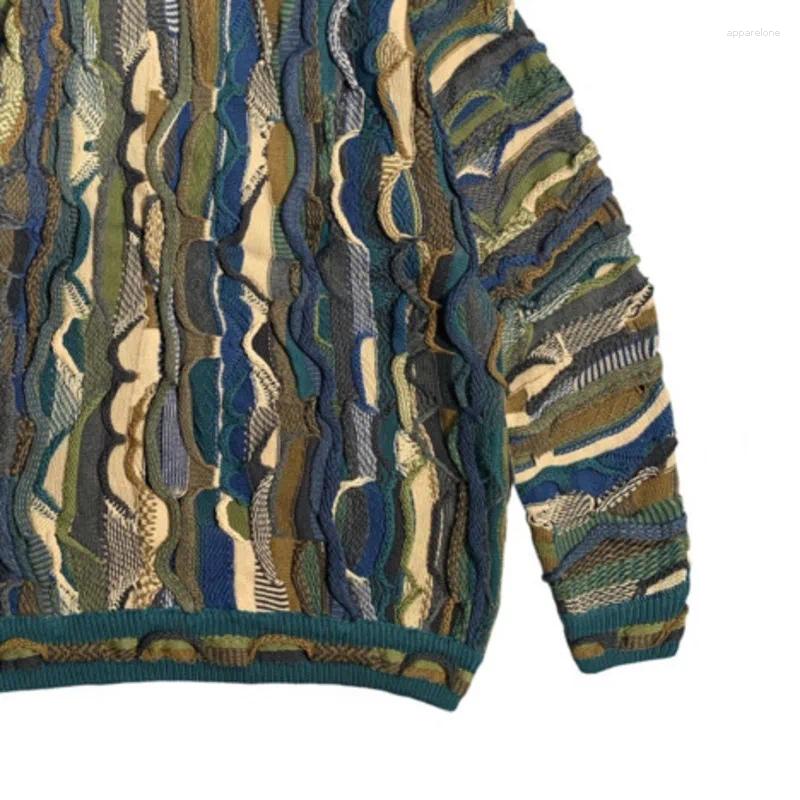 Mens Sweaters HKSH Autumn Winter Tide Vintage Heavy Industry Patterned Jacquard Three-dimensional Wave Pullover Chic Sweater HK3194