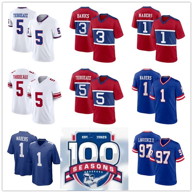 giants Football Jersey Malik Nabers Kayvon Thibodeaux Brian Burns Daniel Jones Bobby Okereke Deonte Banks Dexter Lawrence II Devin Singletary Tyrone Tracy Jr.