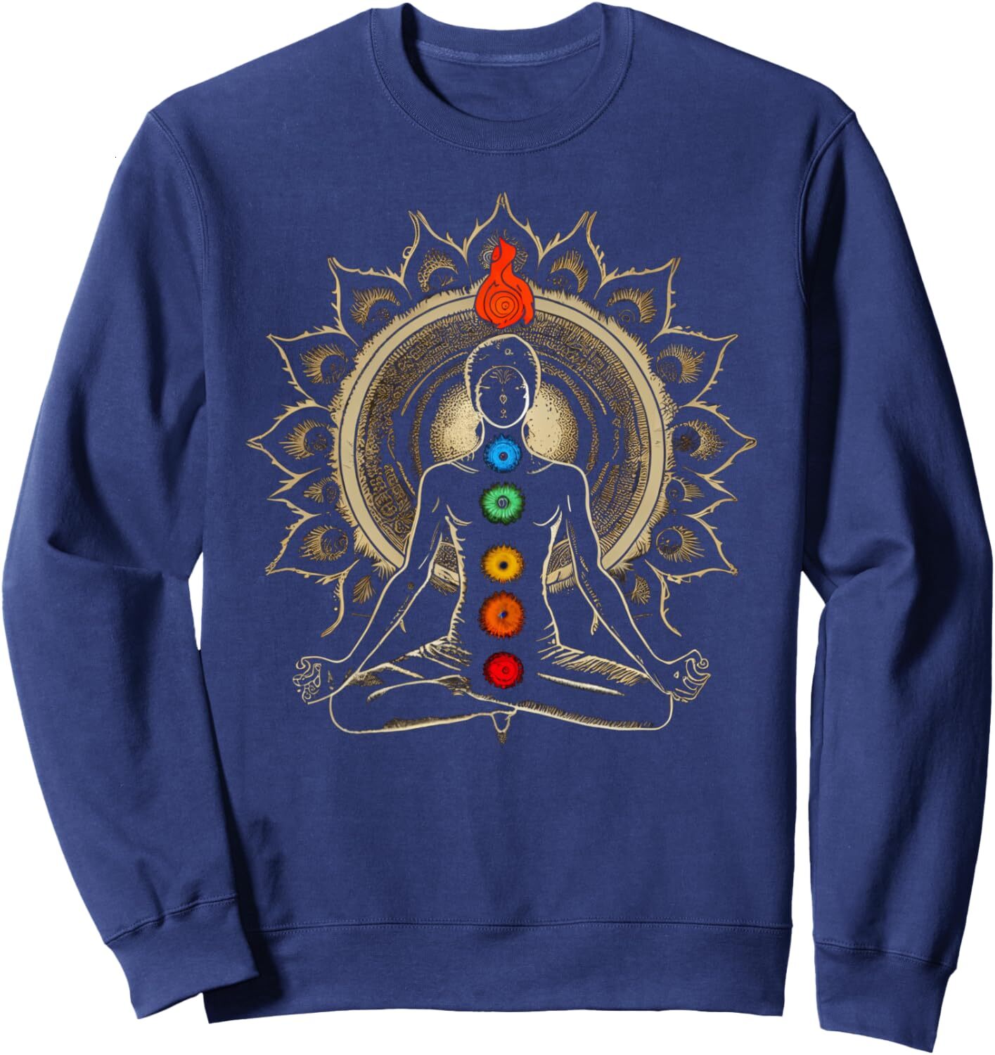 Long Sleeve Shirts for Men sweatshirt 7 Chakras Retro Style Yoga, Meditation Graphic Sweatshirt T shirt Tee Streetwear Casual tops clothes