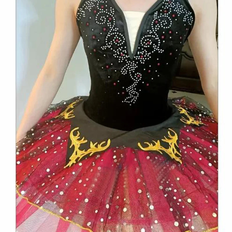 Black and Red Professional Tutu La Esmeralda Performance Ballet Tutu Platter Pancake Tutu Dress Childrens Ballet Dancer Party Costume 241111