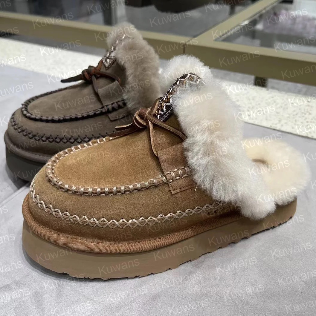 Womens Disquette Alpine Tasman Tazz Classic Mini Boots Platform Slippers Hickory Chestnut Ultra Mini Boot Suede Wool Seal Winter Designer Fur Slide