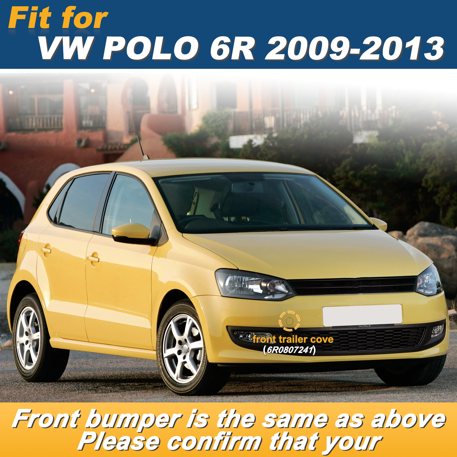 Front Bumper Tow Hook Cap Towing Eye Cover For VW POLO 6R 2009-2013 6R0807241 6R0 807 241 Car Accessories