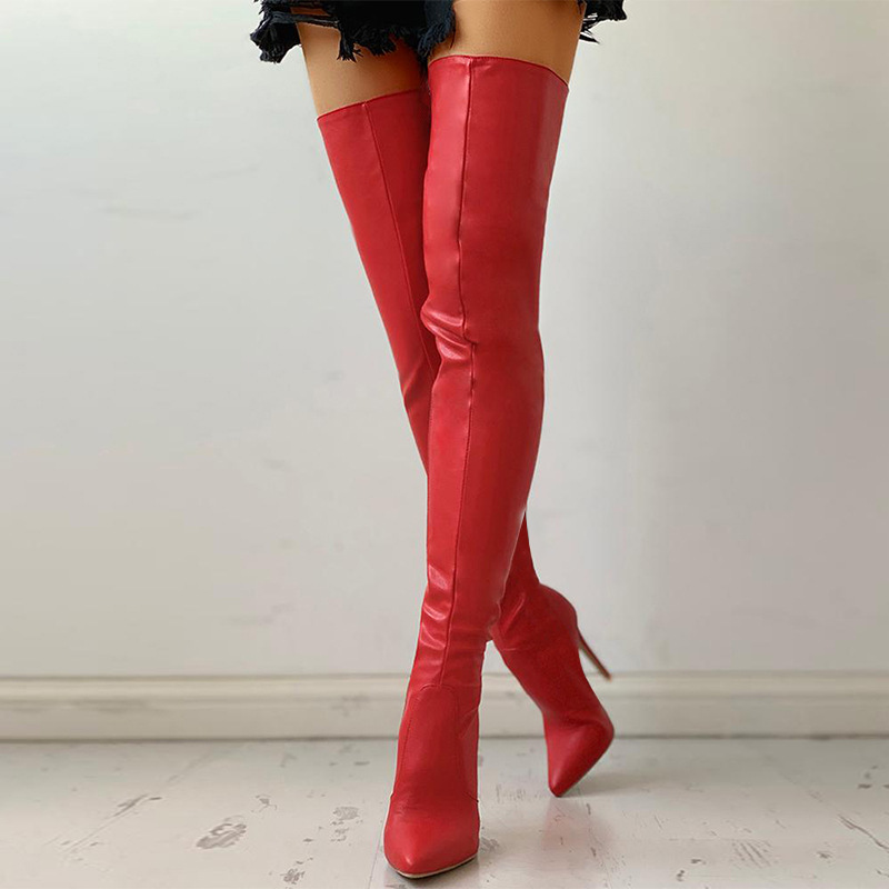 Women Over The Knee Boots Female Zip Sexy Black Long Boots Women Thin Heel Ladies Pointed Toe Party Boots Women's Autumn Shoes