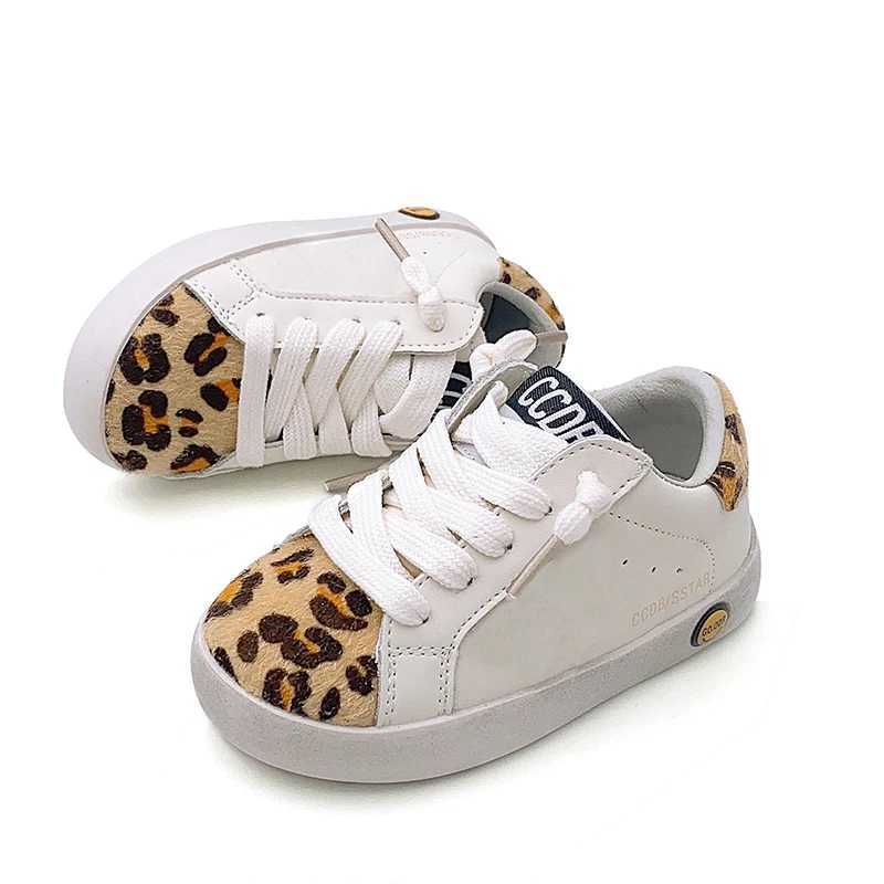 Leisure brand childrens star sports shoes 2024 fashion sports baby girls white shoes customized leopard pattern childrens school sports shoes X250409