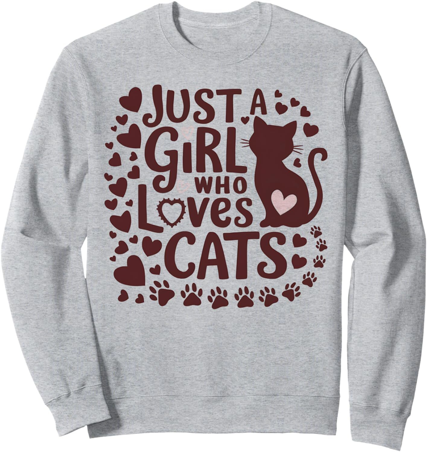 Long Sleeve Shirts for Men sweatshirt Cats Just A Girl Who Loves Cats Paw Prints Cute Love Sweatshirt T shirt Tee Streetwear Casual tops clothes