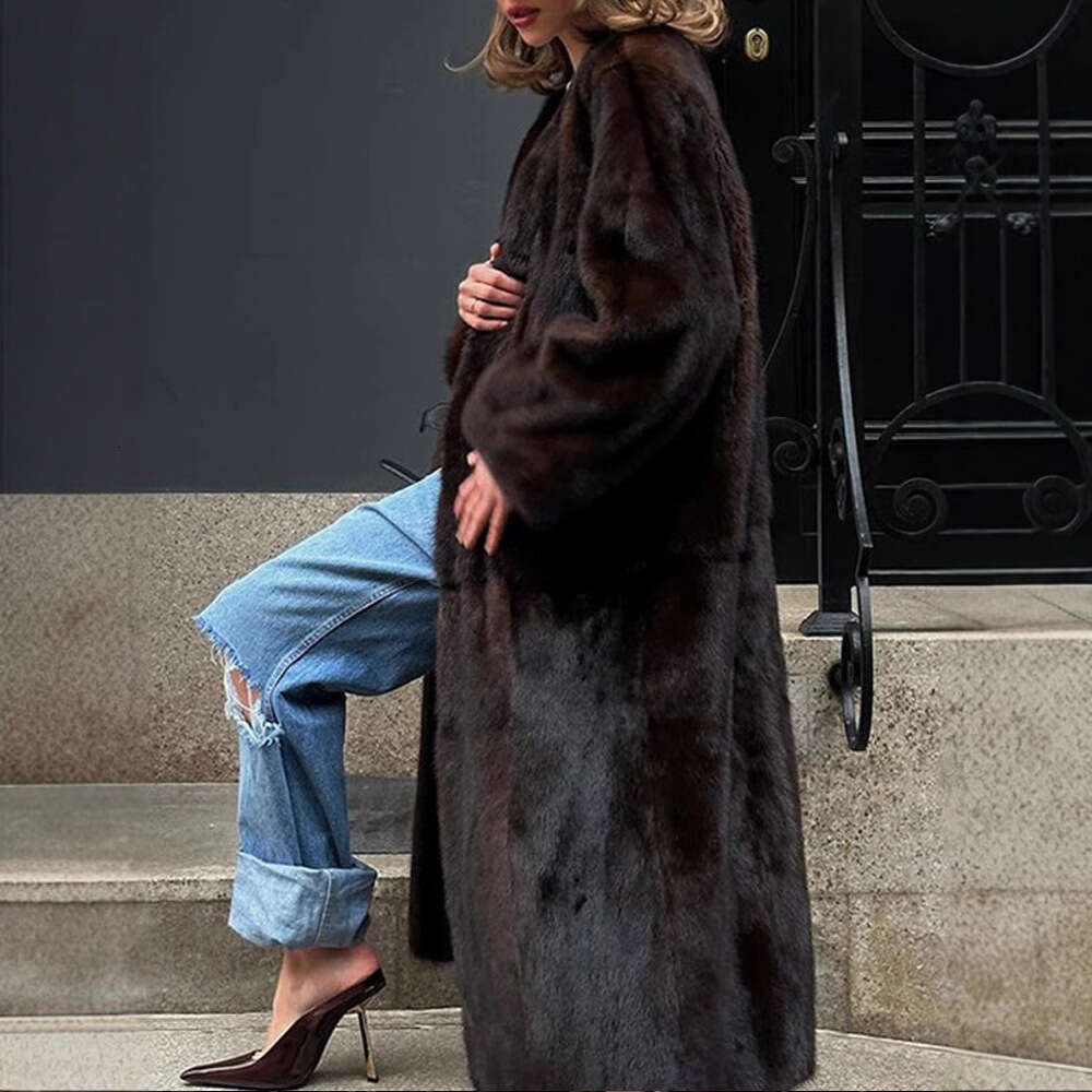 shanshi fur coat women autumn winter new solid color jacket long mink fur warm comfortable fashionable and casual
