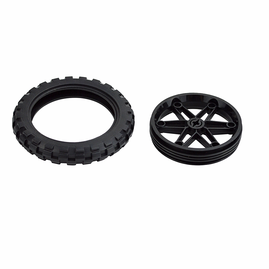 2Pcs MOC Building Block Technical Part Brick Motorcycle Tyre & Motorcycle Rim Compatible with 88517 11957 Part Car Toy Wheel