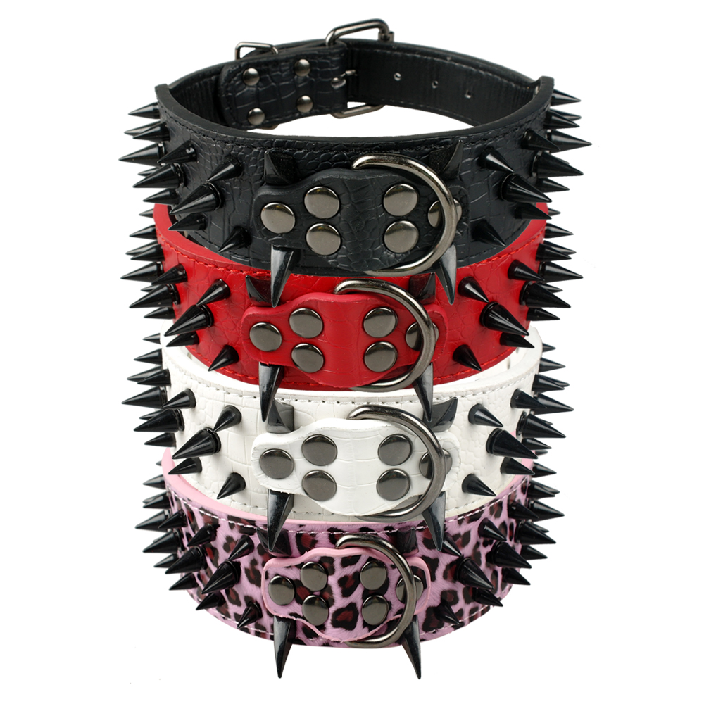 Cool Dog Collar Spiked Studded Leather Pet Dog Collars Pitbull Bulldog Collar Perro For Medium Large Dogs Boxer German Shepherd