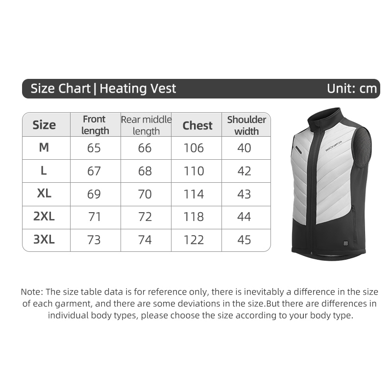 ROCKBROS Motorcycle USB Winter Heated Jacket Sport Thermal Clothing Cycling Heating Washable Warm Moto Vest