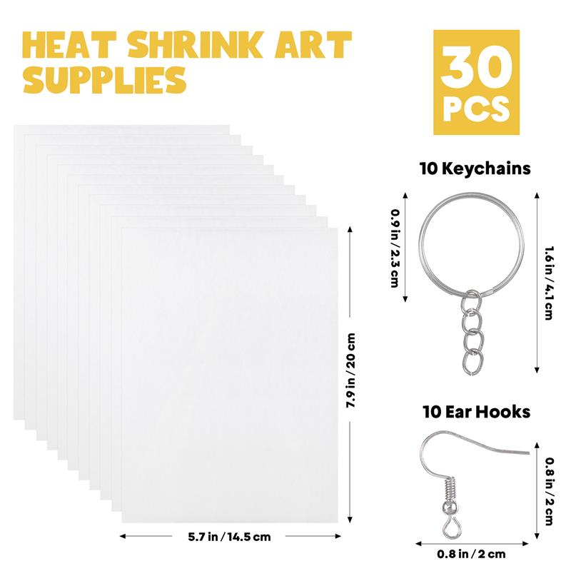 DIY Shrink Film Kit for Jewelry & Keychains - Heat Shrink Plastic Sheets & Paper Set