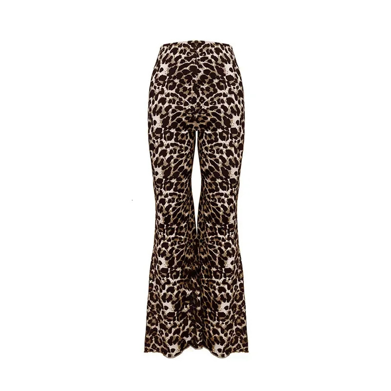 Sexy Leopard Print Flare Leggings Pants High Waist Korea Style Women Fashion Bodycon Trousers Club Slim Y2k Gothic 241108