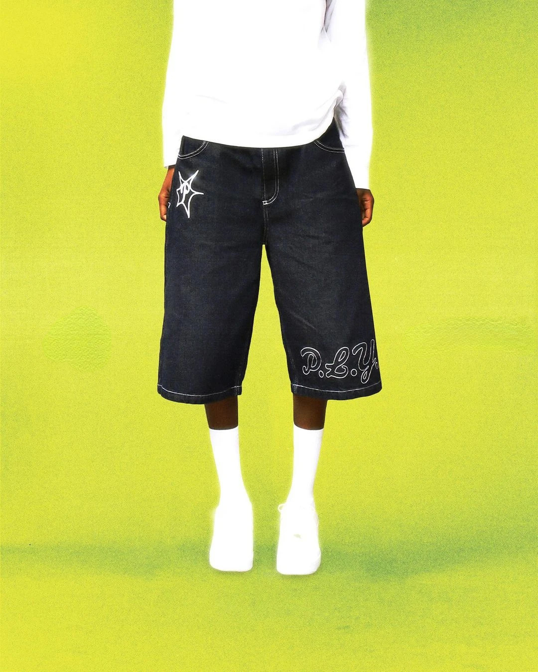 Y2k Hip Hop Vintage Loose Jorts Harajuku Streetwear Summer Punk Rock Letter Embroidery Fashion Denim Shorts Men Clothing 240402
