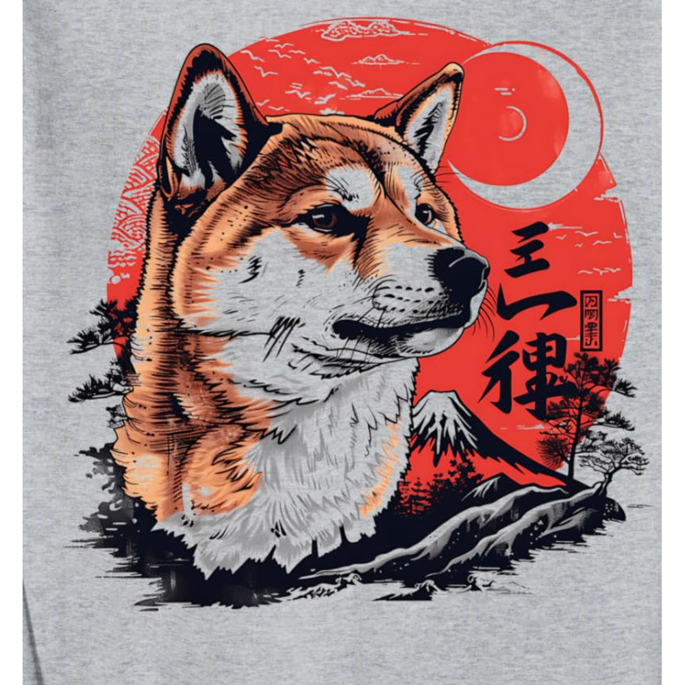 Long Sleeve Shirts for Men sweatshirt Shiba Inu Dog Japan Sunset Japanese Art Dog Lover Gift Sweatshirt T shirt Tee Streetwear Casual tops clothes