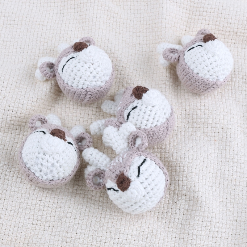 F62D Animal Rattle Crochet Bead Pacifier Clip DIY Accessories Baby Care Product