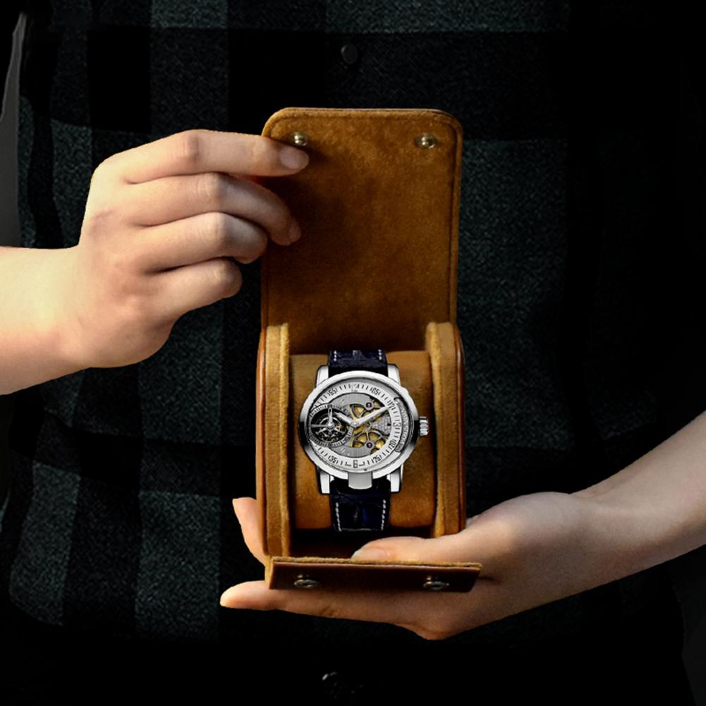 Watch Display Case Style Wear Resistant Dustproof Soft Liner Protect Watch Faux Leather Watch Storage Box with Removable Pillow