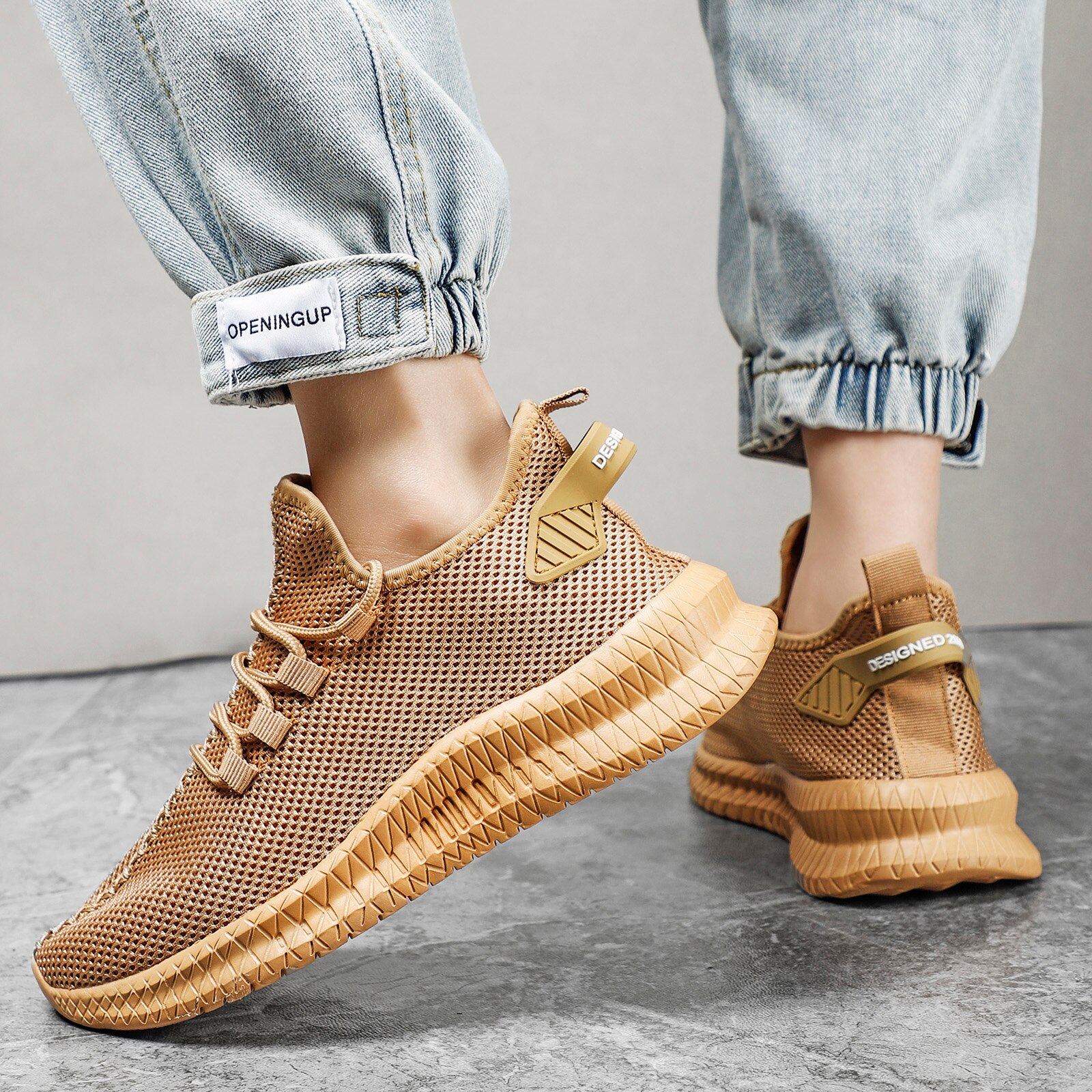 Men Shoes Breathable Mesh Running Shoes Slip On Walking Sneakers For Men Tennis Sports Shoes 365