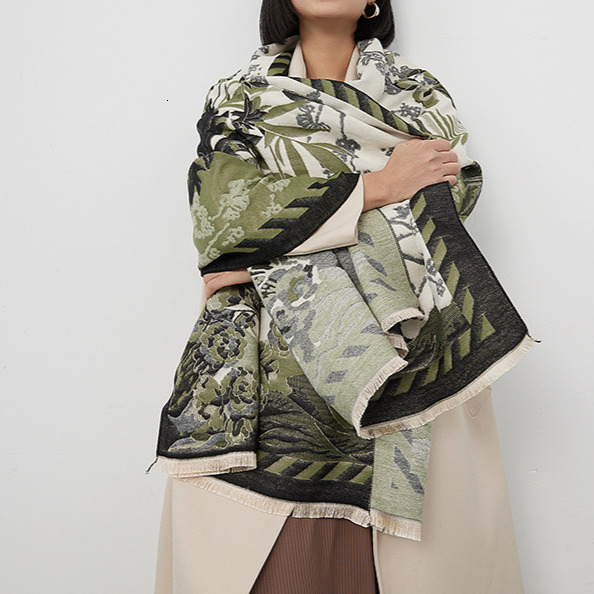 High quality fashion design, Scarf for women in winter, double layered with extended thickened tassels scarf