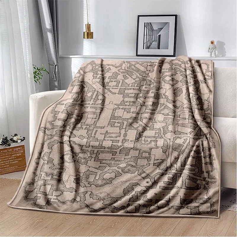 DND D&D Blanket, RPG Dungeons and Dragons Throw Blanket Soft Warm Cozy Flannel Vintage Throw for Bedding Decor Bedroom Gifts