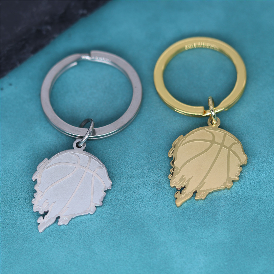 Nedar Punk Street Flaming Basketball Keyring Lovers Basket Ball Pendant Key Chain For Men Sport Hip Hop Keychain Party Jewelry
