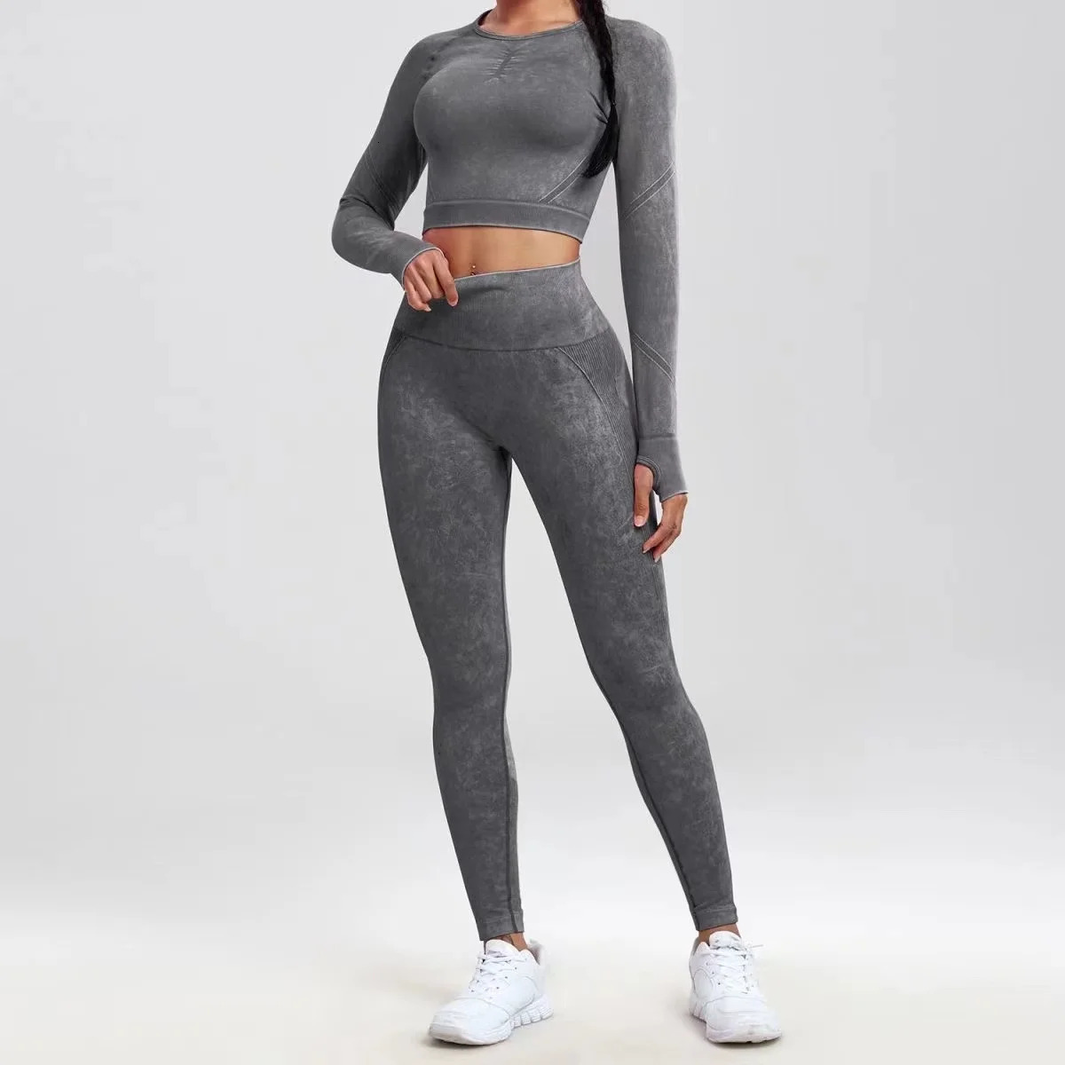 Cropped Top Seamless Womens Yoga Workout Fitness Clothing Push Up Leggings Sports Wear Woman Tracksuit 241111