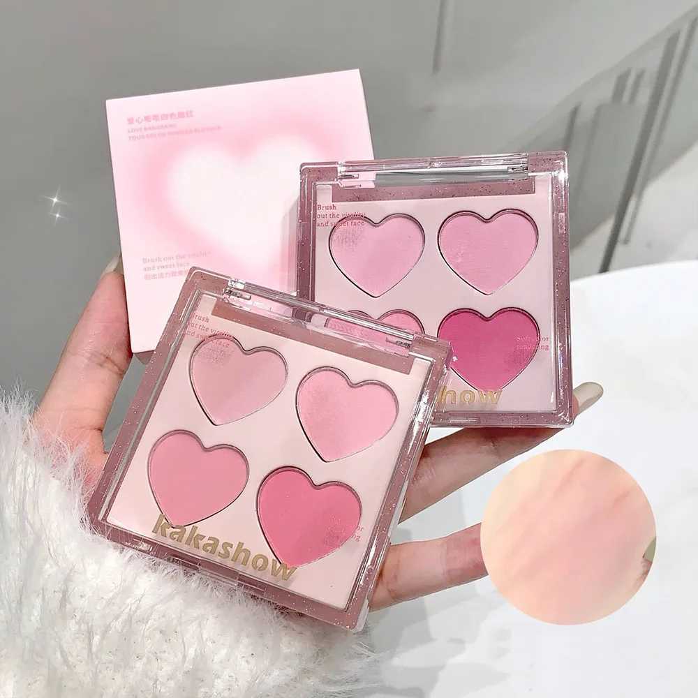 Kakashow Four-Color Heart Blush Palette -Fine Texture Natural Color Blush Powder for BrighteningCute Packaging DesignXJ241111