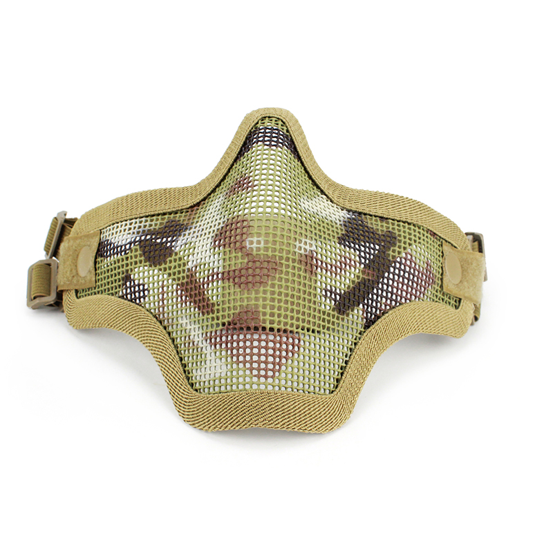 Steel Tactical Half Face Mask: Breathable Mesh, High-Impact Resistance, Ideal for Hunting and Paintbal MA-09