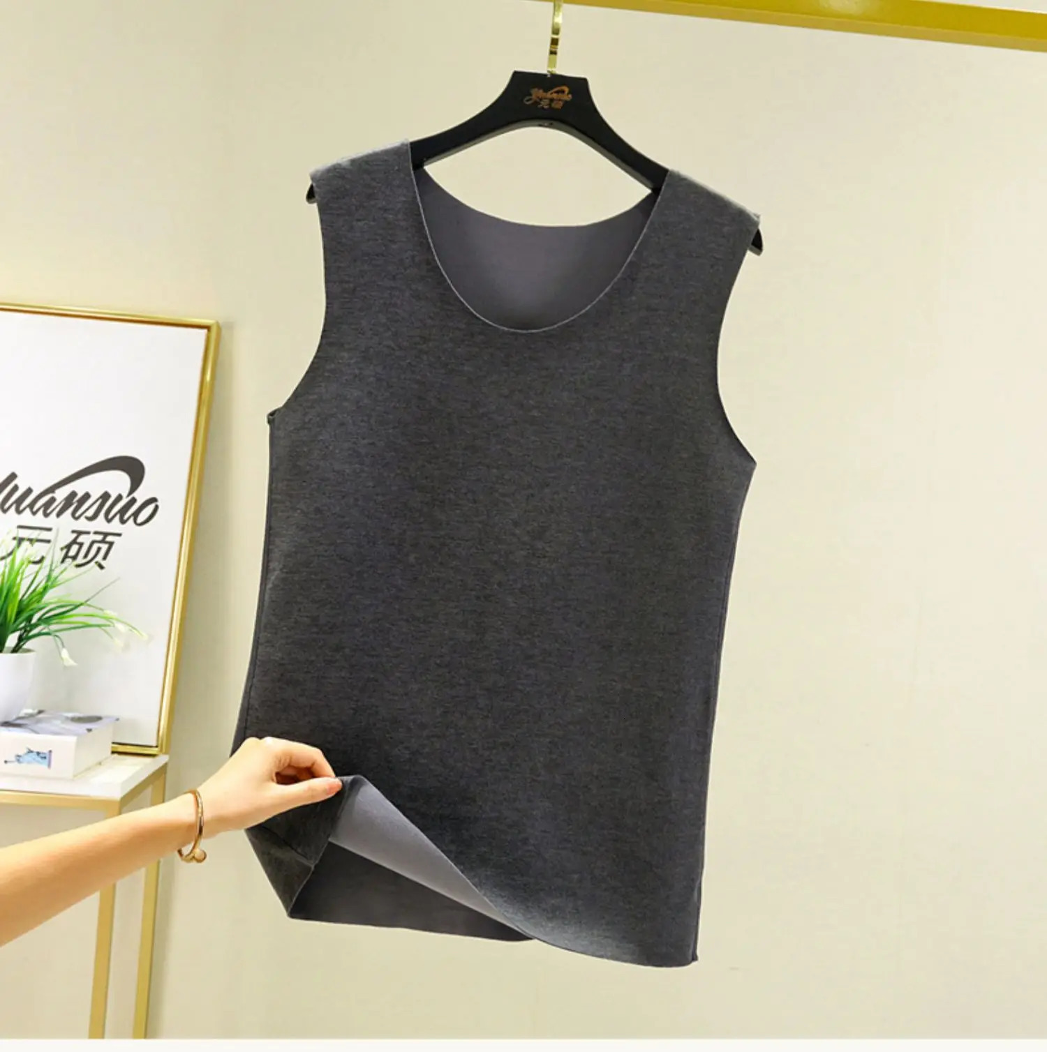 Mens Winter Warm Thermal Underwear Men Basic Thicken Wool Sleeveless Shirt Male Velvet Padded Vest Thermo Tops C36 241111