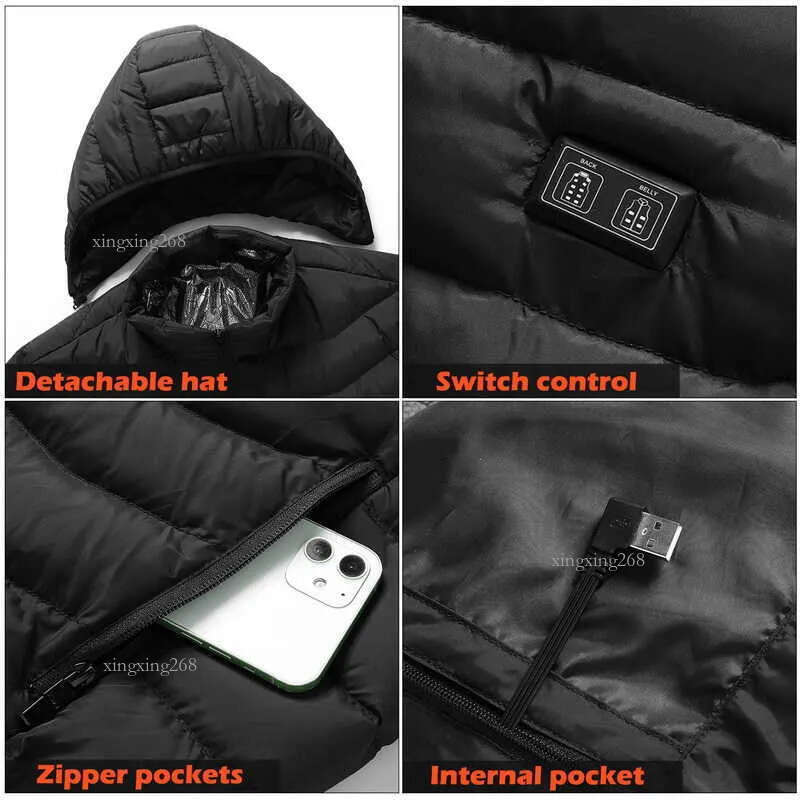 Men's Jackets 15 Areas Heated Jacket Usb Men's Women's Winter Outdoor Electric Heating Jackets Warm Sports Thermal Coat Clothing Heatab