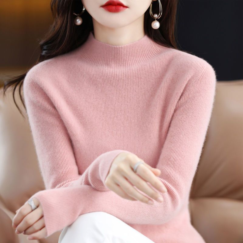 Sweaters Pullover Women half high collar bottoming shirt with long sleeves autumn and winter solid sweater knit sweater female